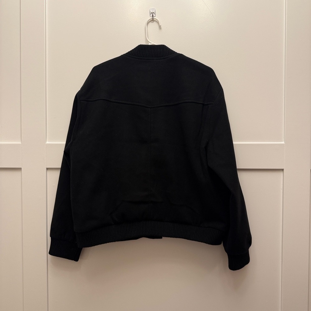 NWT “Well Worn” brand Women’s Black Bomber Jacket Floral Lining Snap Front Large - Picture 5 of 6